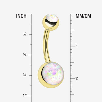 Detail View 1 of Golden Opal Sparkle Shower Belly Button Ring-White